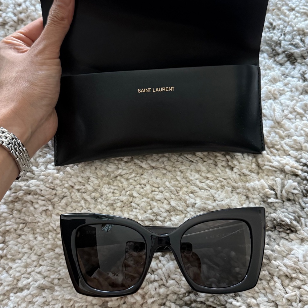Yves Saint Laurent Black Oversized Cat Eye Sunglasses